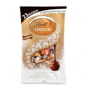 Lindt Schokolade | LINDOR Mischbeutel | 1er pack - 300g | 23 zartschmelzende LINDOR Kugeln in 5 Sorten | perfektes Pralinen-Geschenk für die Weihnachtszeit