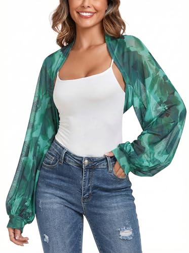 Image of ZAFUL Women's Sheer Shrug Y2K Long Sleeve Cardigans 2026 Irregular Tie Front Bolera