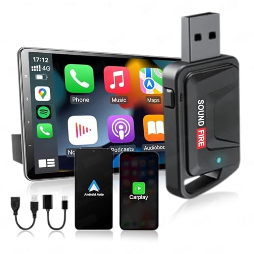 Image of SOUND FIRE SF-CA03 Wired to Wireless Carplay & Android Auto USB Adaptor Plug N Play for OEM Car Stereo