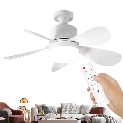 Bizhubmat Ventilador De Techo Con Luz Y Mando A Distancia, E27 Lámpara De Ventilador LED Regulable Lámpara De Techo Timing, 3 Velocidades, Para Sala De Estar, Oficina, Dormitorio