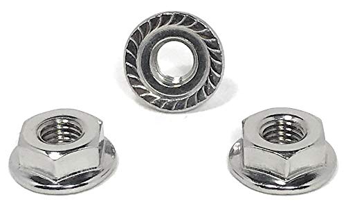 1/4-28 Stainless Steel Serrated Flange Lock Nuts 1/4-28 (25 Pcs) 304 Stainless