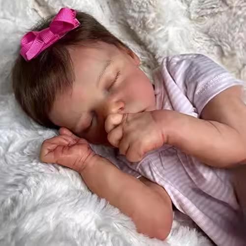QXYIXZ Bebe Reborn Menina Realista de Silicone Sólido Molinho - 49cm 1.3kg Lavável Olho Fechado Arté