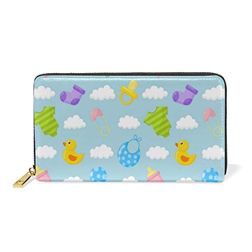 Preisvergleich Produktbild GIGIJY Geldbörse mit süßem Baby-Spielzeug und Kleidung, mehrere Kreditkartenfächer, Tasche für Frauen, echtes Leder, mit Reißverschluss