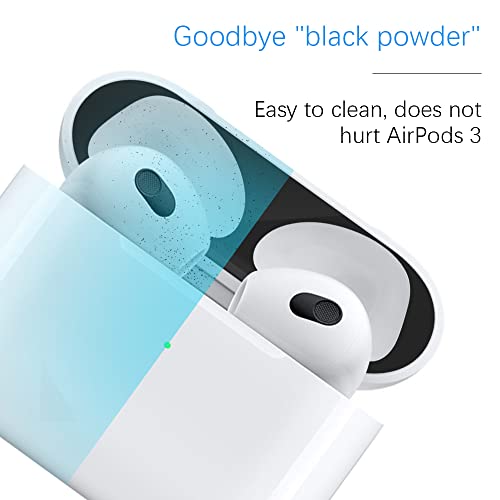 Dust Guard For Apple Airpods 3 Case Box, Senbos Metal Sticker Protection Film Dust-Proof For Airpods 3Rd Generation, Ultra Slim, Luxurious Looking, Protect From Iron/Metal Shavings (Black) #TOP2