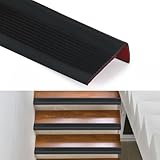 Inscrip Treppenkantenprofil Selbstklebend, Treppen Kantenschutz Rutschfeste, Treppenkante Flexibel Treppenkantenprofil Vinyl Winkelprofil,Treppenstufe für Außen und Innenbereich (Schwarz, 50x25mmx10m)