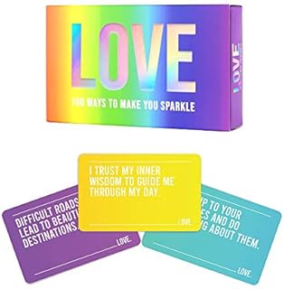 Gift Republic GR490102 Love-100 Affirmation Cards to Make You Sparkle, Green|Peach|Yellow|Purple