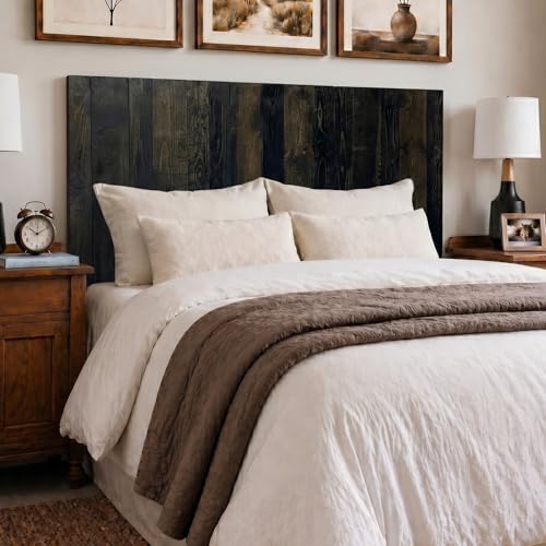 Barn Walls California King Wood Headboard - Black Barrel Rustic Design - Wall Mounted Floating Headboard for California King Bed - Handcrafted Solid Wood - Easy No-Drill Installation