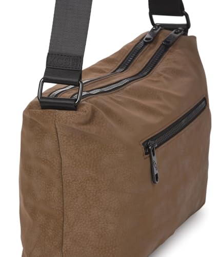 Miniatura 2 de Kcb Bandolera Grande Hide Gran Capacidad Y Organización Bolsillos Multiusos Con Cremallera Material Resistente Asas Ajustables 100 Vegano Color Marron