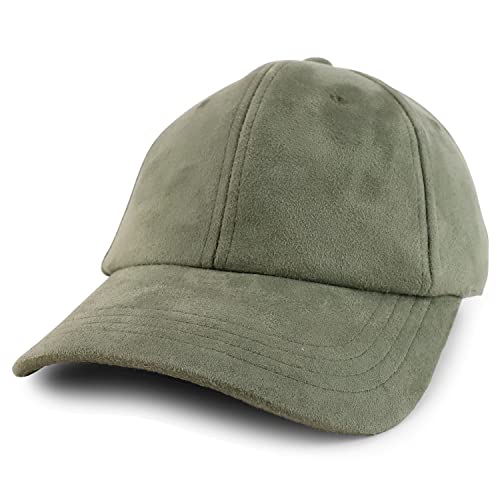 Image of Trendy Apparel Shop Plain Faux Suede Leather Adjustable Structured Baseball Cap
