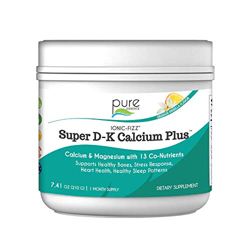 Pure Essence Ionic Super D-K Calcium Plus by Pure Essence - With Extra Magnesium, Vitamin D3, Vitamin K2 For Strong Bones and Stress Relief - Orange Vanilla - 7.41oz