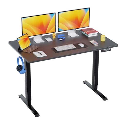 Image of PayLessHere 48 Inch Electric Standing Desk Sit Stand up Desk Home Office Desk with Large Space Headphone Holder 2 Memory Function for Home,Office,Meeting Room (Black)