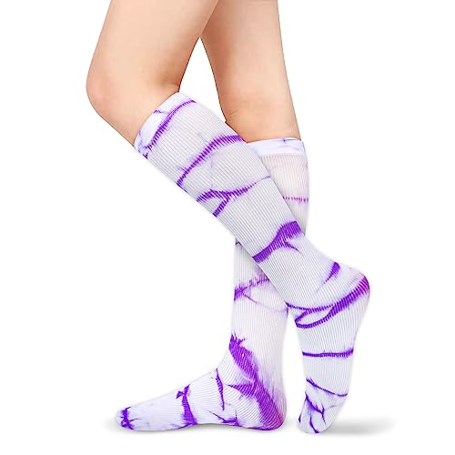 Image of Benefeet Sox Women Girls Thin Nylon Knee High Socks Long Tube Socks Unisex Soft Cozy High Calf Sock Tie Dye /Gradient