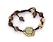 OVALBUY Zipao Green Purple Stone Carved Buddhist Auspicious Lotus Flower Length Adjustable Bracelet