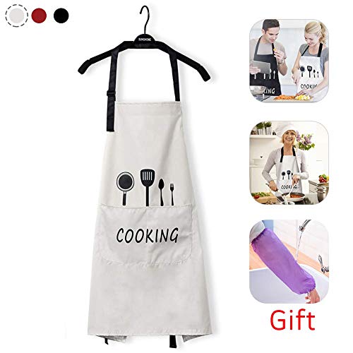 HDZIYU Kitchen Aprons for Women Water Resistant with Big Pockets Adjustable Cute Aprons