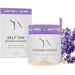 SunFX Setting Powder - Post Spray Tan Finishing Veil, Sunless Tanning Dusting Powder, Translucent Shimmer, Talcless Body Glow For Self Tanner, Spray Tan Powder - Lavender Haze, 4 Ounce (Pack of 1)