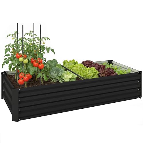 Outsunny Jardinière rectangulaire Potager de Jardin bac à Fleurs en Acier avec Bordure de sécurité et Fond Ouvert dim. 150L x 70l x 30H cm Gris foncé