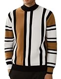Picture of Turtleneck Sweater Men Vintage Striped Pullover Sweater for Family Photo Camel
