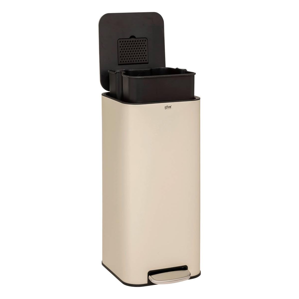 5five - poubelle delta en métal beige 30l
