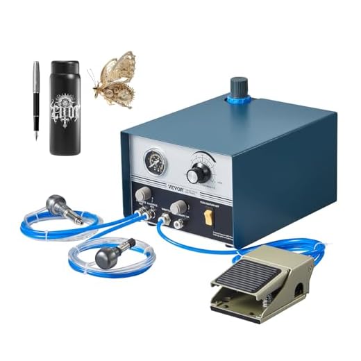 VEVOR Pneumatic Jewelry Engraver Machine 110V 60Hz Pneumatic Hand Engraving Machines 400-8000 RPM Pneumatic Graver Handpiece Double-Head Micro Engraver for Jewelry Crafts and Wrought Iron