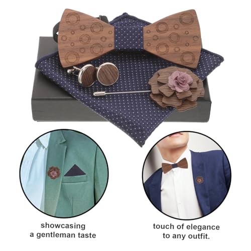 Set para hombre con corbata de moño y accesorios miniatura 3