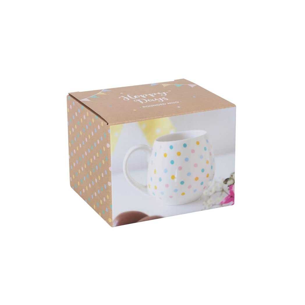 Cheerful Multicolor Pastel Dot Spotted Rounded Mug, 9.4cm x 13.6cm (1 Pc.), Quality Ceramic Material - Image 3