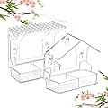 chunhai 2PCS Window Bird Feeder with 4 Extra Strong Suction Cups, Clear Birdfeeders Bird House for Outdoors Window Viewing Outside, Removable Tray Birdhouse