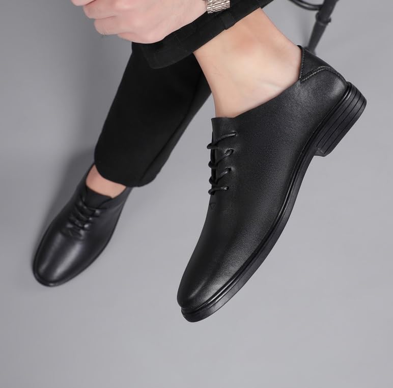 Mens All-Day Comfort Oxford Shoes Genuine Leather Lace-Up Weeding Prom Derby Shoes Comfortable Non-Slip Low Top Work Dress Shoes3