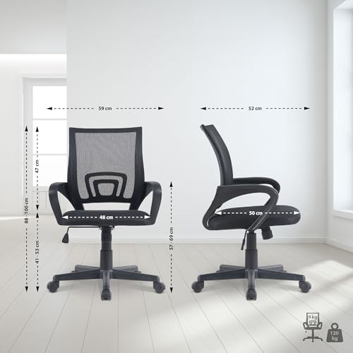 Sedia da Ufficio Genius I Sedia da scrivania Regolabile in Altezza con Rivestimento in Rete, Colore:Nero - Sedia gaming - Immagine 2