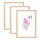 Baoee Bilderrahmen A4 Eiche 3er Set, 21x29.7cm mit Passepartout 15x20cm, Bilderrahmen Din A4 Holz mit Acrylglas,Posterrahmen, Urkundenrahmen, freistehend und zur Wandmontage