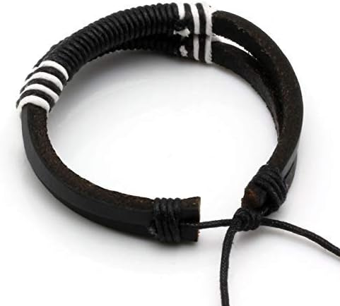 Manfnee 8PCS Braided Faux Leather Bracelet Punk Cuff Wrap Bracelets for Men Women Adjustable, I:8pcs - Image 4