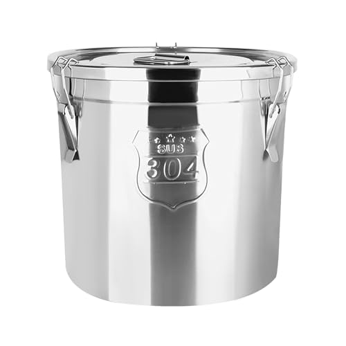 VPABES 304 Stainless Steel Kitchen Canister, 6L Metal Food Coffee Storage Containers with Airtight Clamp Lid &Handle,Sealed Kitchen Containers for Dry Grain Rice Flour Liquid Pantry Storage Container