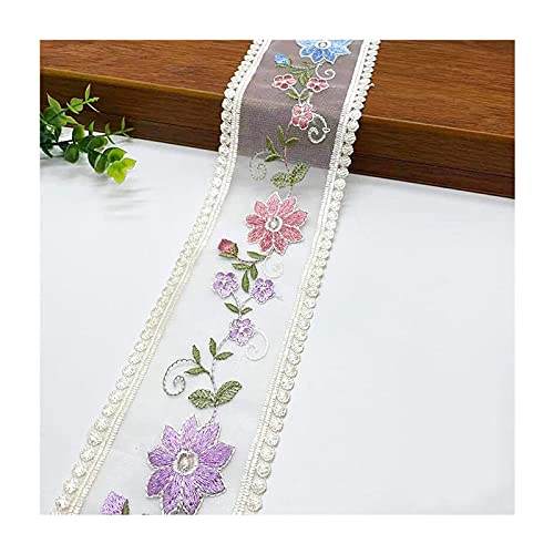 Suiglory Vintage Lace Trim Ribbon, Blue Pink Embroidery Floral Sewing Lace Trim For Craft Sewing Wedding/Bridal Decoration Home Decoration Packaging (10Yards) #TOP11