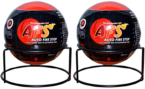Image of AFS Fireball-Fire Extinguisher Ball /Quick Fire Off /Automatic Fire Extinguishing Fire Suppression Device with Stand & User Manual /Emergency Fireball for Home, Car, Office, (Pack of 2)