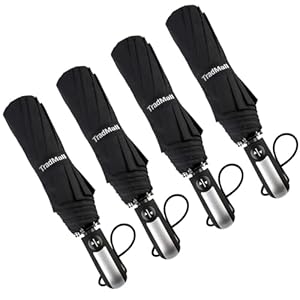 TradMall 4 Pack Travel Umbrella Windproof Portable 46 Inches Large Canopy Ergonomic Handle Auto Open & Close
