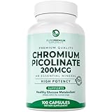 Premium Chromium Picolinate Supplement by PurePremium Supplements [100 Capsules, 200MCG] | Supports Weight Loss & Health Blood Sugar Levels | Aids Fat, Protein & Carbohydrate Metabolism