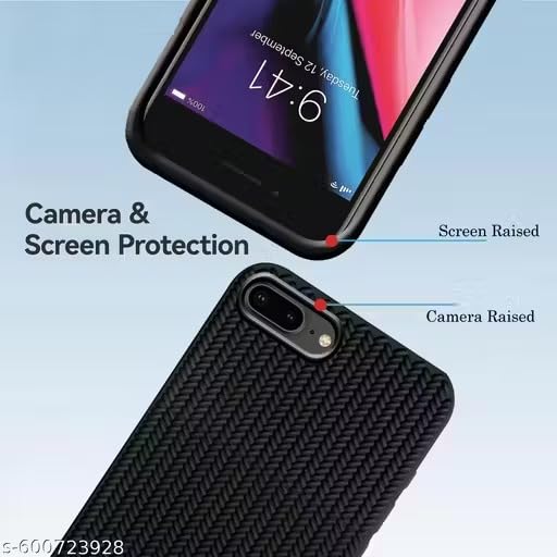 Image of Compatible with iPhone 7 Plus /8 Plus | Premium Textured Microfiber Candy Protective Case | Shock-Absorbing Back Cover with Enhanced Camera Guard (Black)