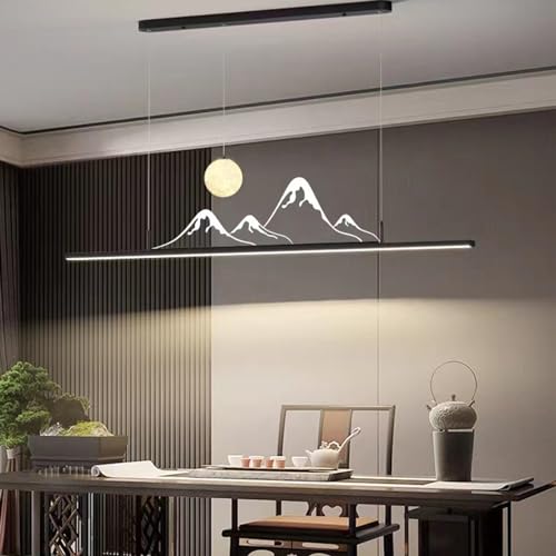 Moderne LED pendelleuchte Esstisch, kreativ LED Esszimmer hängelampe Dimmbar mit Fernbedienung Küchen Hängend Leuchte Modern Kronleuchter für Teetisch Couchtisch Deko Deckenlampe (Schwarz, L100cm)
