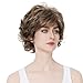 Aimole Short Curly Synthetic Wigs Full Capless Hair Women's Thick Wig for Everyday 12TT26 (Light Reddish Golden Brown with Bright Golden Blonde Highlighted)