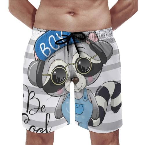 Shorts de bain homme joli raton laveur pour vos vacances à la plage et piscine