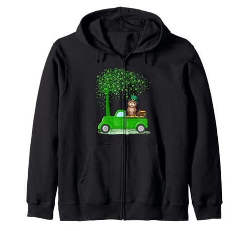 Irish Green Truck On Otter St Patrick's Day Tree Zip Hoodie