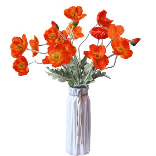 Image of 5Pcs Poppy Flowers Artificial Poppy for Home Decor(Dark Orange)