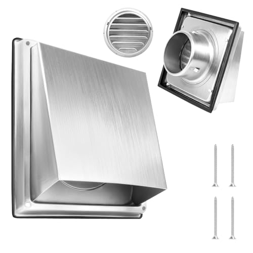 KOVSGQ Grille De Ventilation 100mm Grille Aeration Grille De Protection Contre Les Intempéries En Acier Inoxydable Avec Moustiquaire pour Sèche-Linge Hottes...