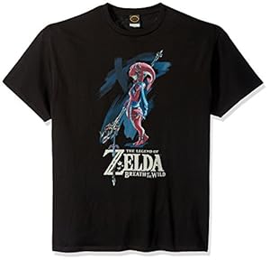 Nintendo Herren Zelda Breath of The Wild Mipha Paint T-Shirt, Schwarz, Klein