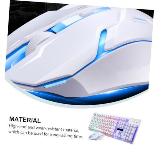 Teclado blanco y mouse para PC con diseño ergonómico y antifantasma 3