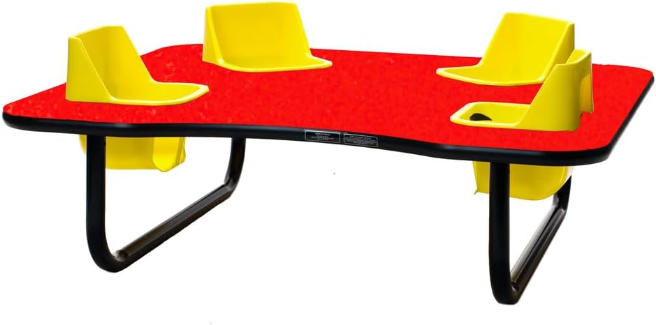 4-Seat Low Height Space Saver Feeding Table, Gray Glace Top,Sand Seats