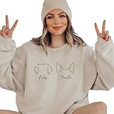 Custom Dog Ears Sweatshirt Personalized Dog Mom Sweatshirt Women Gifts Puppy Dad Sweater with Name Multicolor