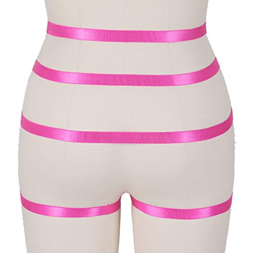 Women's Body Harness Punk Garter Leg Waist Dance Elastic Gothic Carnival Accessories (Rose Red) #TOP3