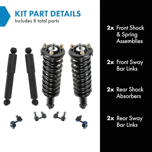 Image of TRQ Front and Rear Suspension Kit Complete Strut & Coil Spring Assembly Shock Absorber Sway Bar Stabilizer Link Compatible with 2005-2012 Nissan Pathfinder