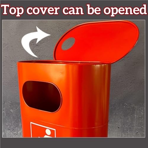 Caneca Ovalada para Basura Roja de Metal con Tapa miniatura 4