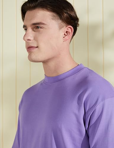 Image of Amazon Brand - Symbol Men's Solid Cotton Oversized Round Neck Tshirt | Half Sleeve | Plain (Available in Plus Sizes)